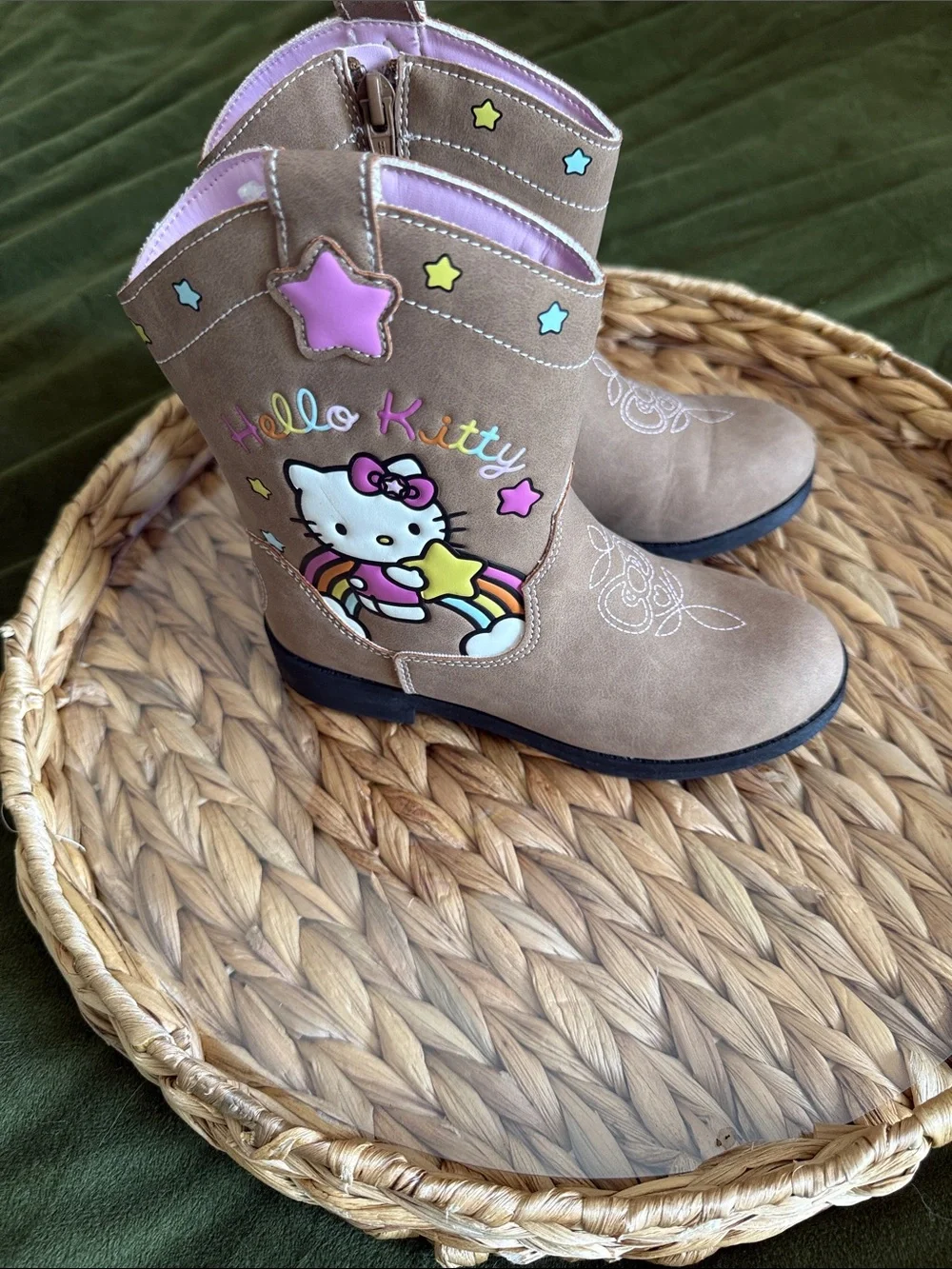 Hello Kitty Brown Boots with Pink, Yellow & Blue Accents